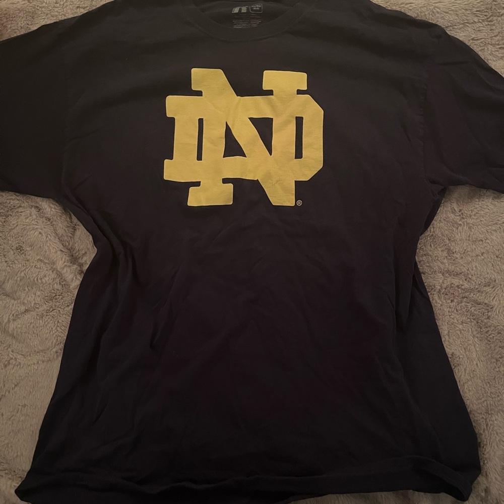Russell Athletic Navt and Yellow Notre Dame Short Sleeve Tee